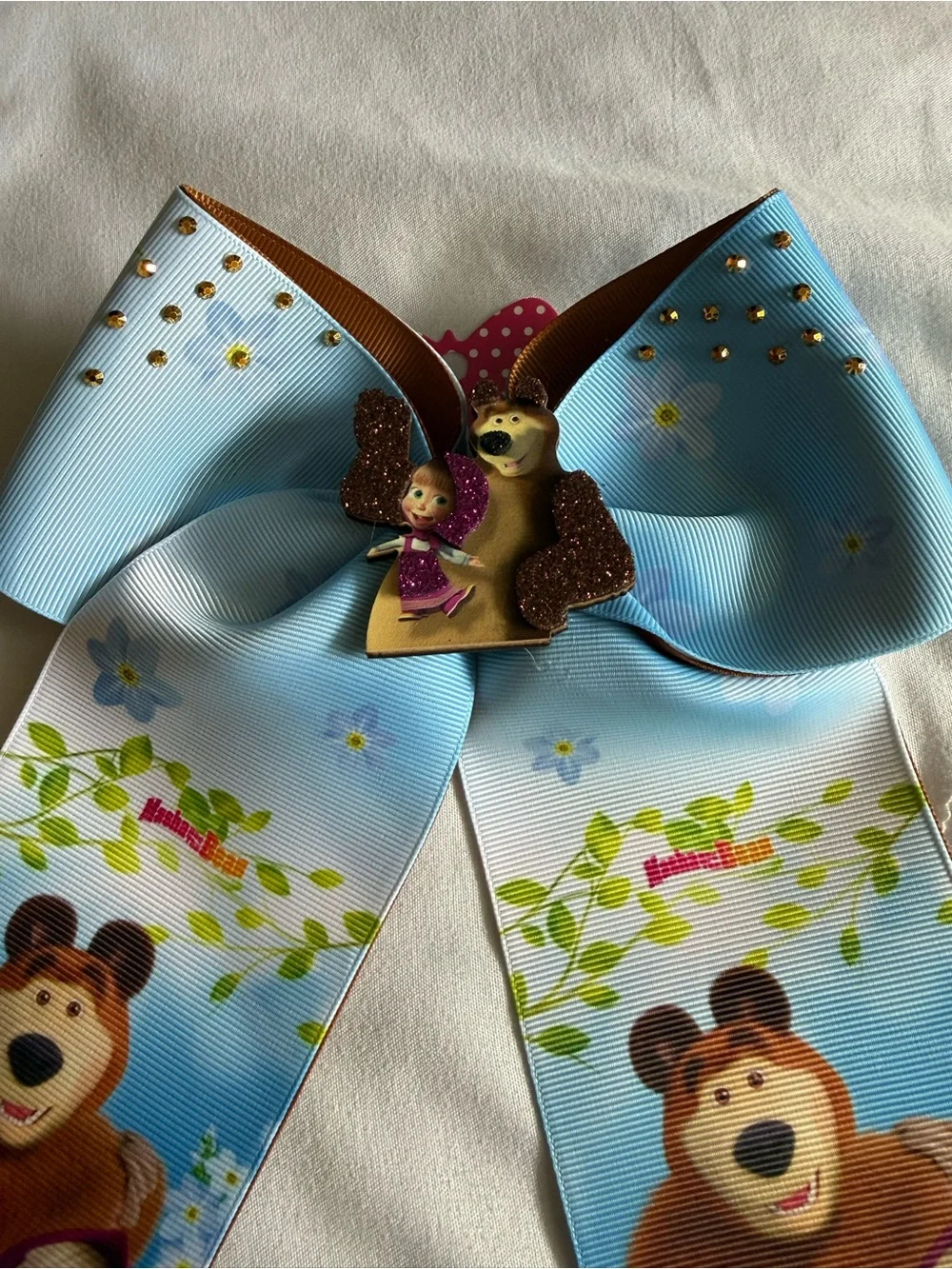 Masha and the Bear Light Blue Character Hair Bow for Kids Bow